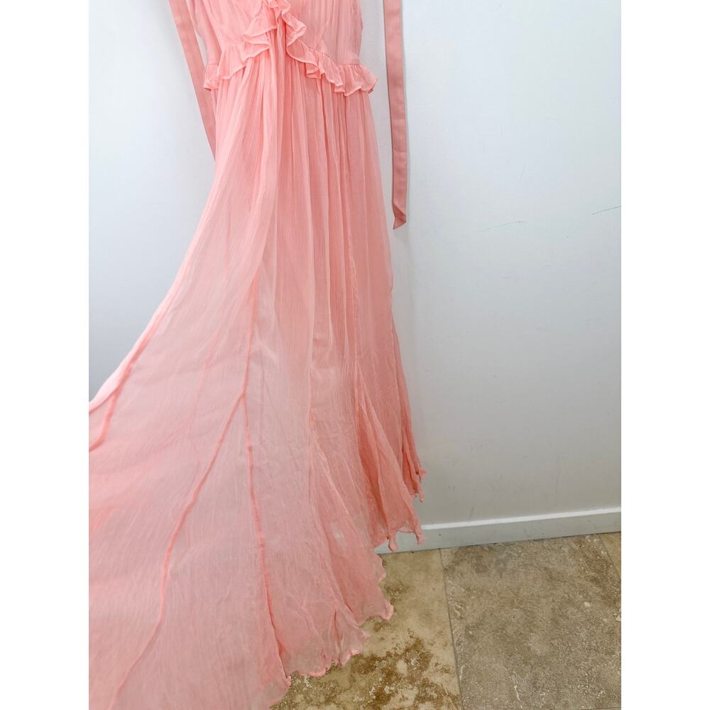 J.Crew Collection Ruffle Trim Midi Dress Crinkle Cupro Blushed Peach US 2 NWT - Picture 9 of 14